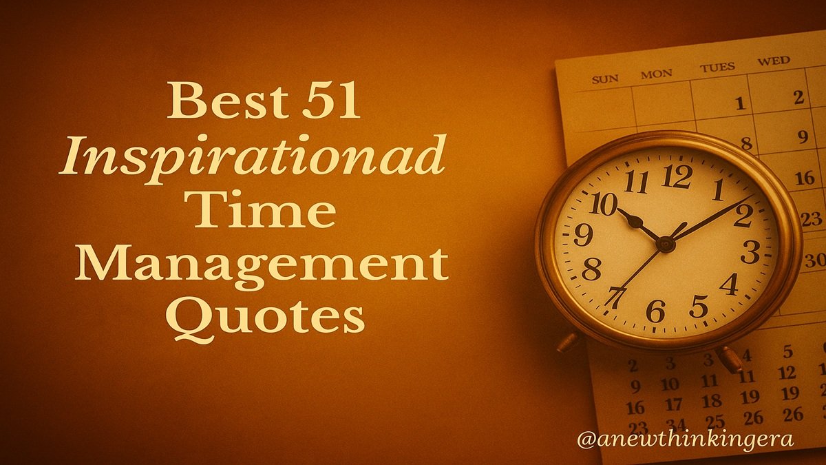 “Best 51 Inspirational Time Management Quotes with clock, hourglass, and productivity theme background”