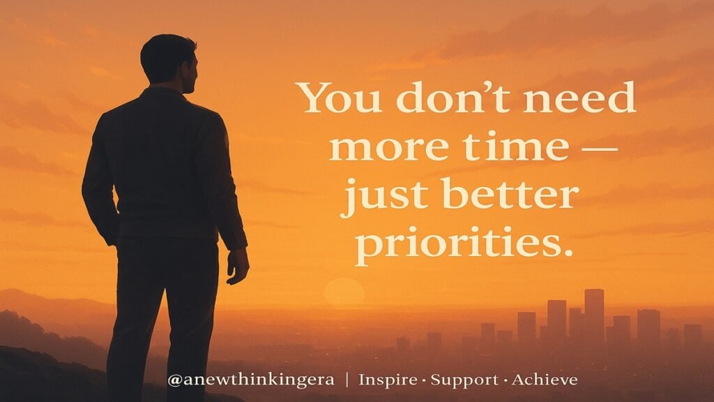 Learn Best Time Management: Powerful Tips & Skills to Change Your Life Forever 2025 3 Man standing at sunrise looking toward the city skyline, symbolizing clarity, focus, and setting better priorities in life through Time Management.
