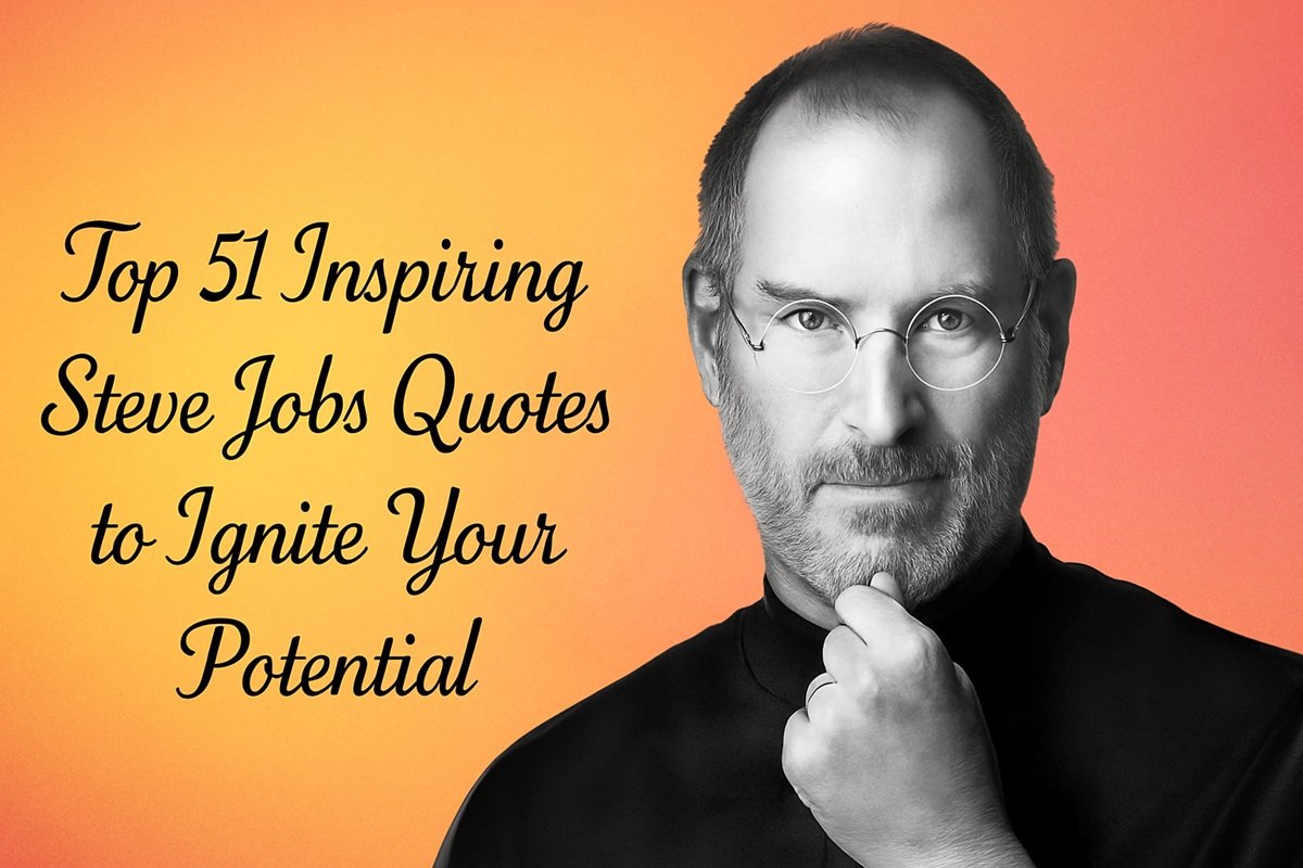 Steve Jobs portrait with motivational title – Top Inspiring Steve Jobs Quotes