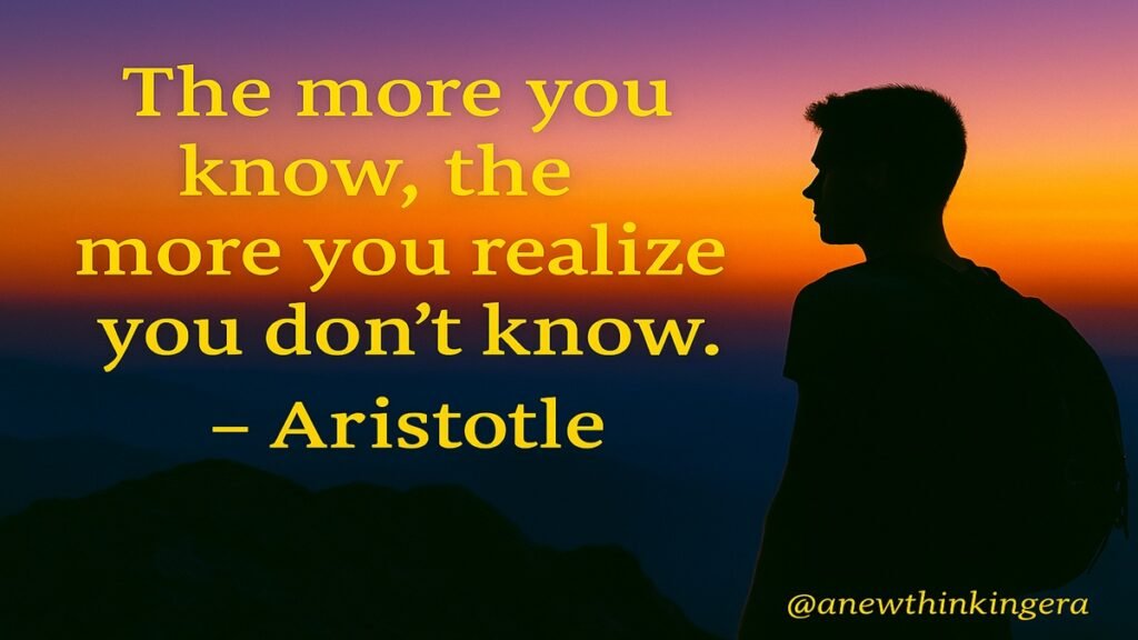“Knowing yourself is the beginning of all wisdom – Aristotle quote with silhouette background, motivational Aristotle wisdom image 16:9”