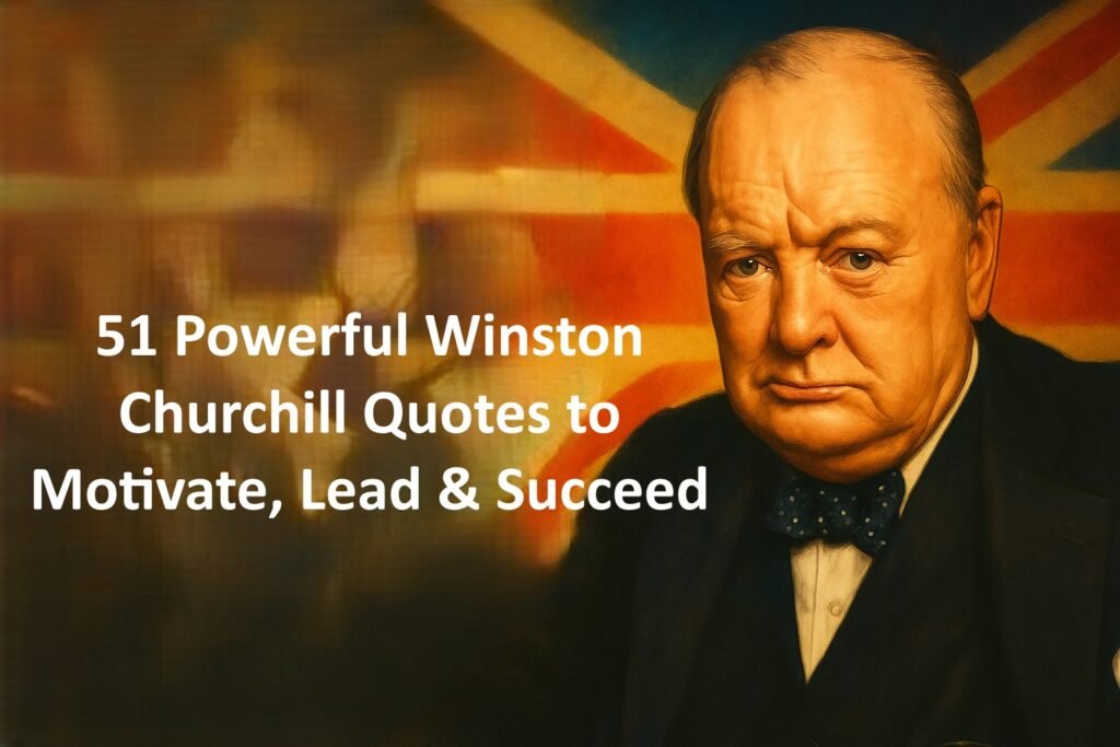 Motivational Winston Churchill quotes on courage with calming thematic background