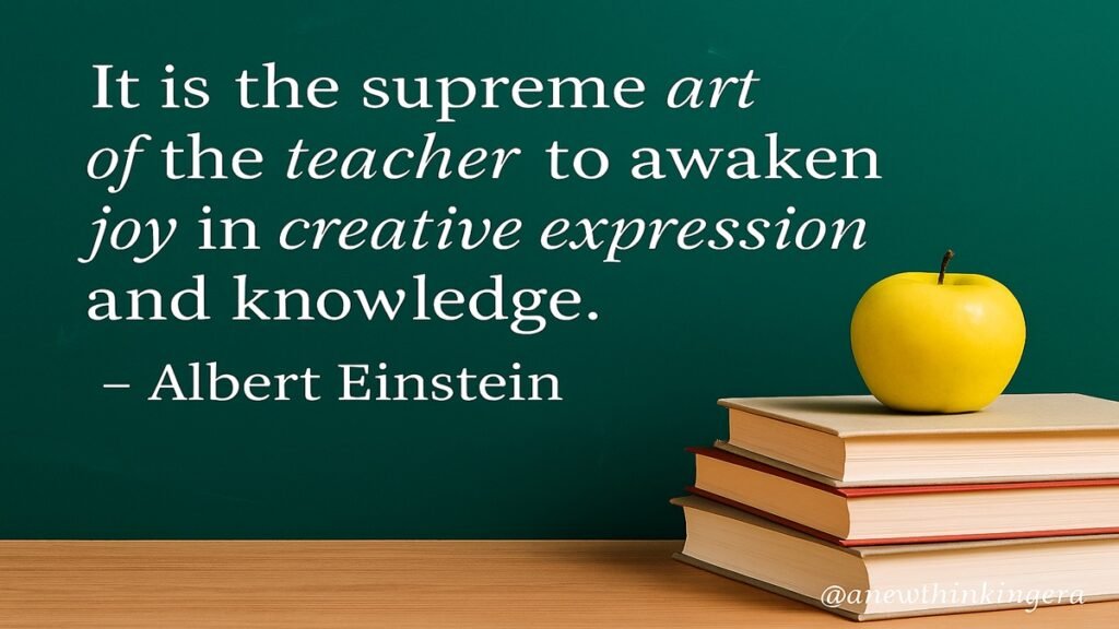 “Albert Einstein Teachers’ Day 2025 quote card – teaching awakens joy in knowledge”