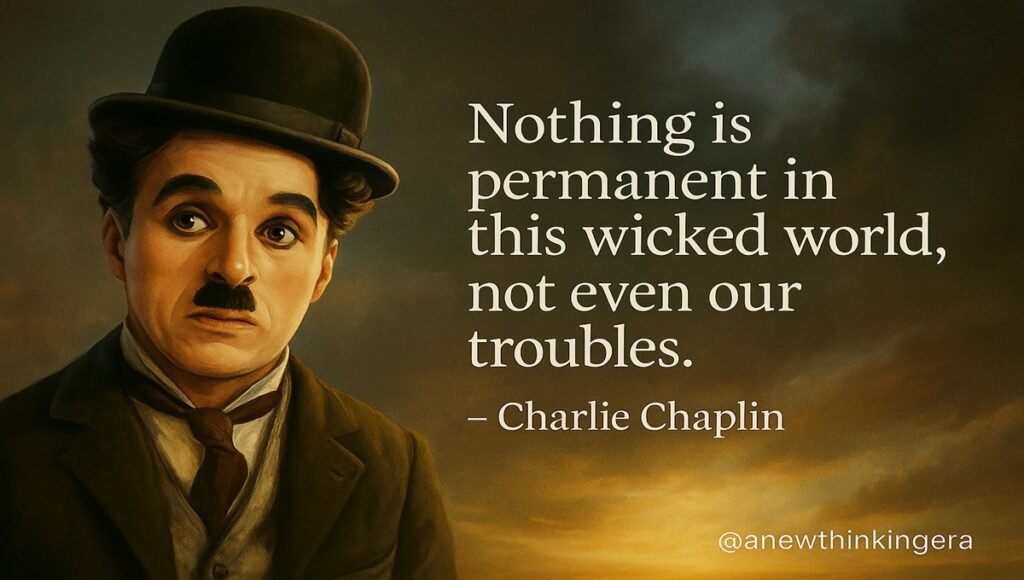 Charlie Chaplin quotes “What do you want meaning for? Life is desire, not meaning” with cinematic portrait