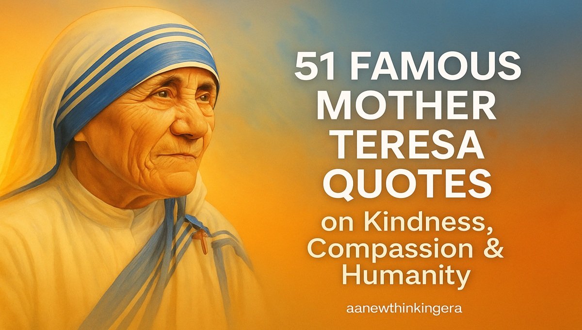 51 Famous Mother Teresa Quotes on Kindness, Compassion & Humanity with digital artistic portrait