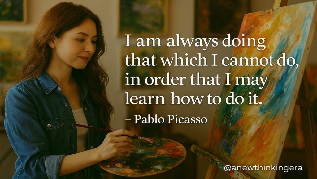 Pablo Picasso quotes on learning by doing – I am always doing that which I cannot do in order that I may learn how to do it