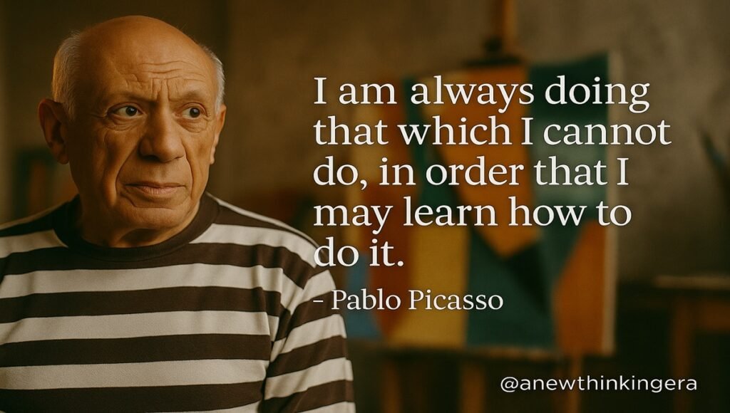 Pablo Picasso quotes on learning – I am always doing that which I cannot do, in order that I may learn how to do it