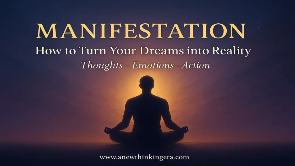 Manifestation Mastery: Transforming Thoughts into Reality in 2025 1 Manifestation: A person meditating at sunrise surrounded by warm light symbolizing clarity and purpose .