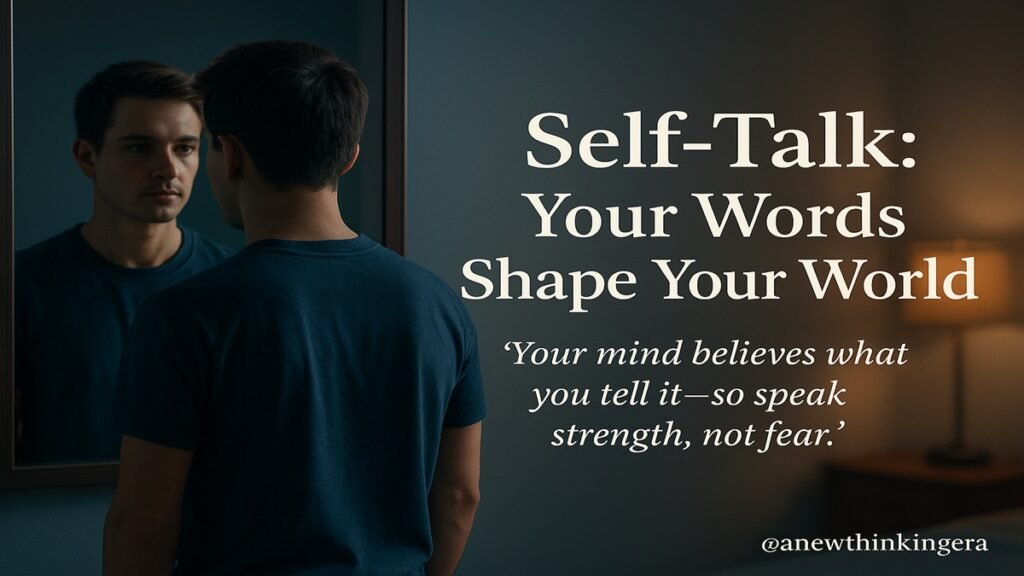 The Art of Starting Over: How to Rebuild Life After Failure with Strength & Grace 5 Self-Talk: Your Words Shape Your World — A person standing before a mirror reflecting self-awareness and motivation, symbolizing the power of self-talk and inner confidence.