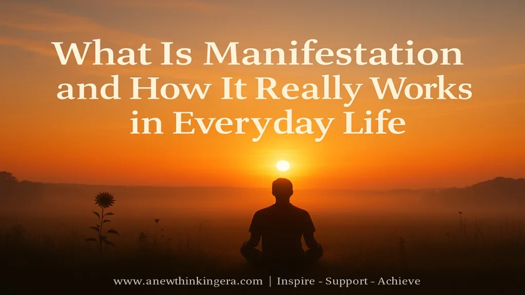 Manifestation Mastery: Transforming Thoughts into Reality in 2025 2 A person meditating peacefully at sunrise on a hilltop, golden light symbolizing manifestation and mindfulness — inspiring visual for the article “Manifestation Mastery: How to Turn Thoughts into Reality.”