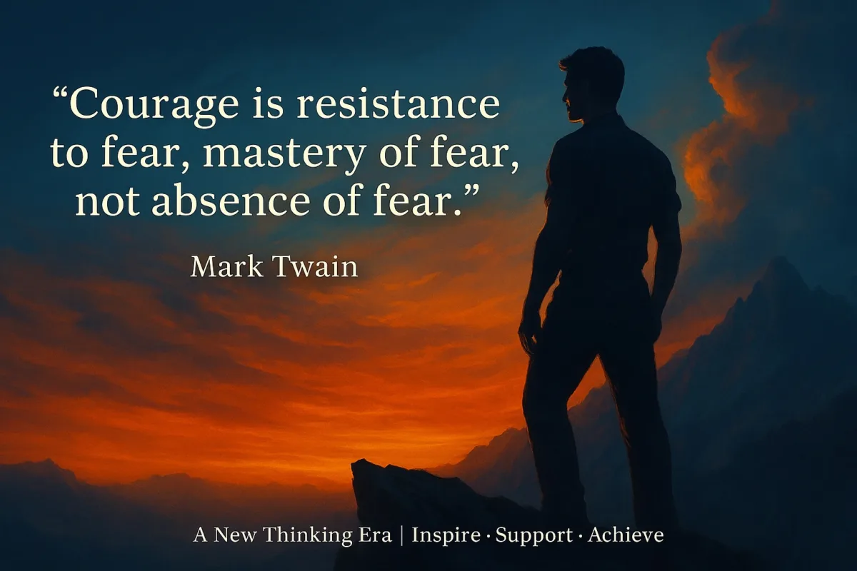 Mark Twain quotes on courage — “Courage is resistance to fear, mastery of fear, not absence of fear.” | A New Thinking Era