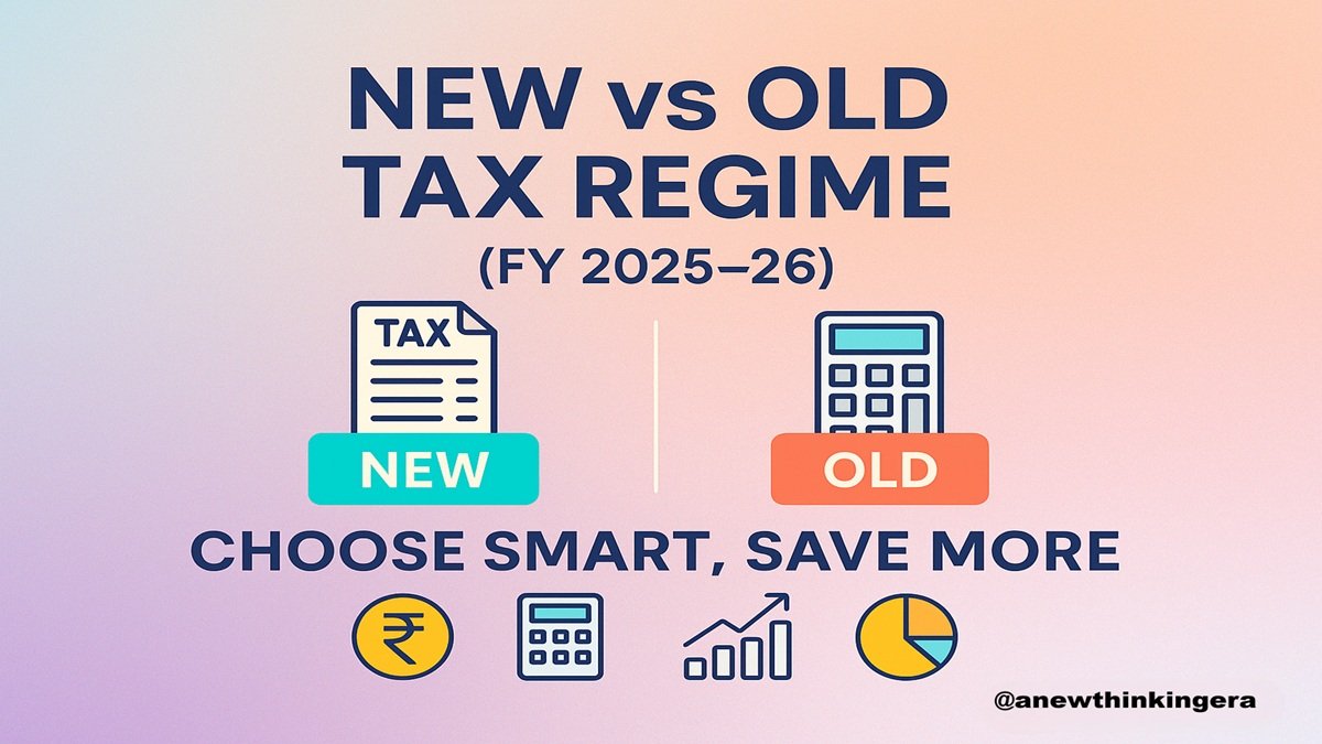 Comparison between new and old income tax regime in India FY 2025–26 with slabs, deductions, and examples.