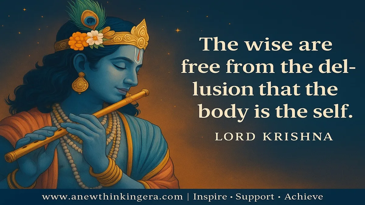 Lord Krishna teaching about wisdom and detachment from the ego and body.