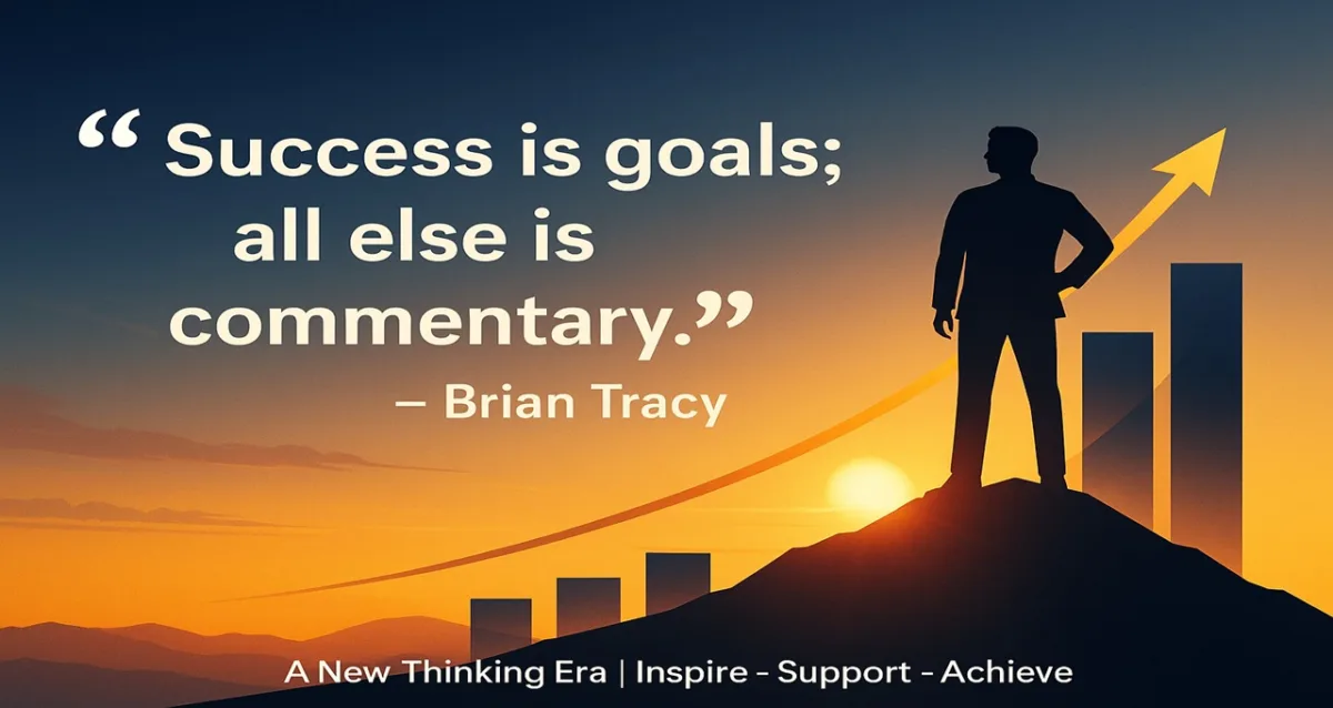 Brian Tracy quotes success is goals all else is commentary motivational business graph and man silhouette
