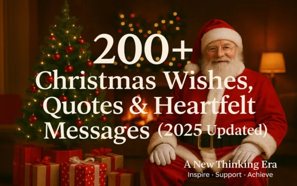 200+ Christmas Wishes Quotes and Heartfelt Messages 2025 Updated – Feature Image with Santa and Christmas Tree | A New Thinking Era