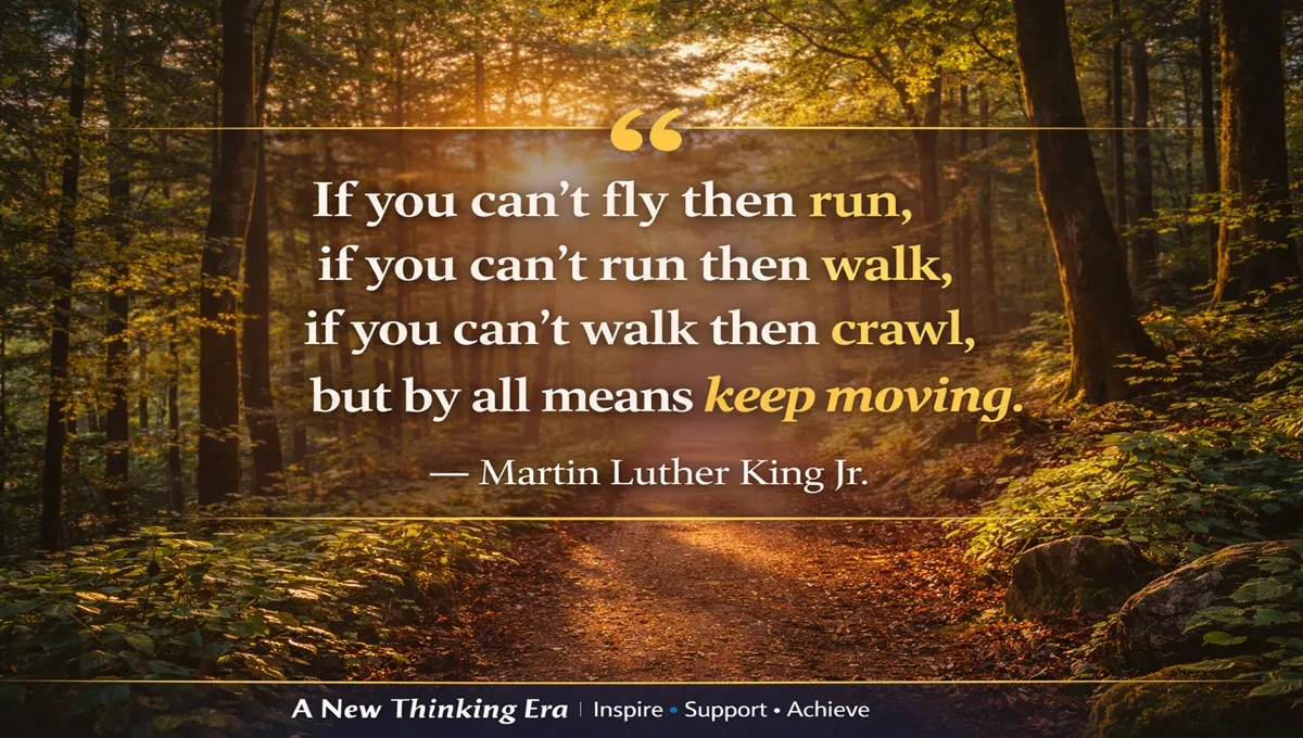 Motivational quote by Martin Luther King Jr. about persistence, progress, and continuing forward despite challenges