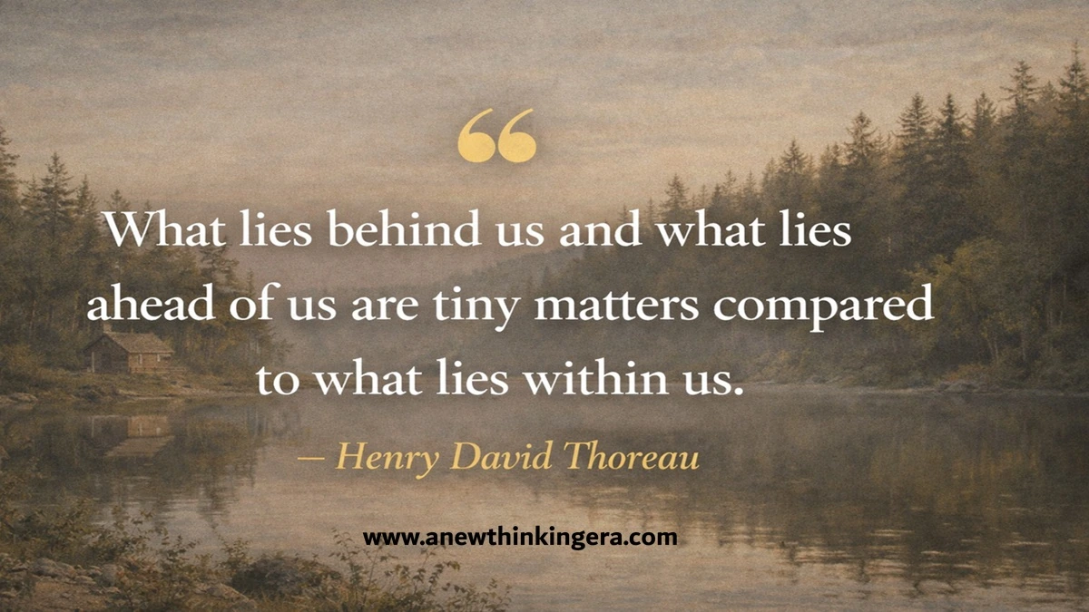 Henry David Thoreau quote on inner strength and self-belief: What lies behind us and what lies ahead of us are tiny matters compared to what lies within us.
