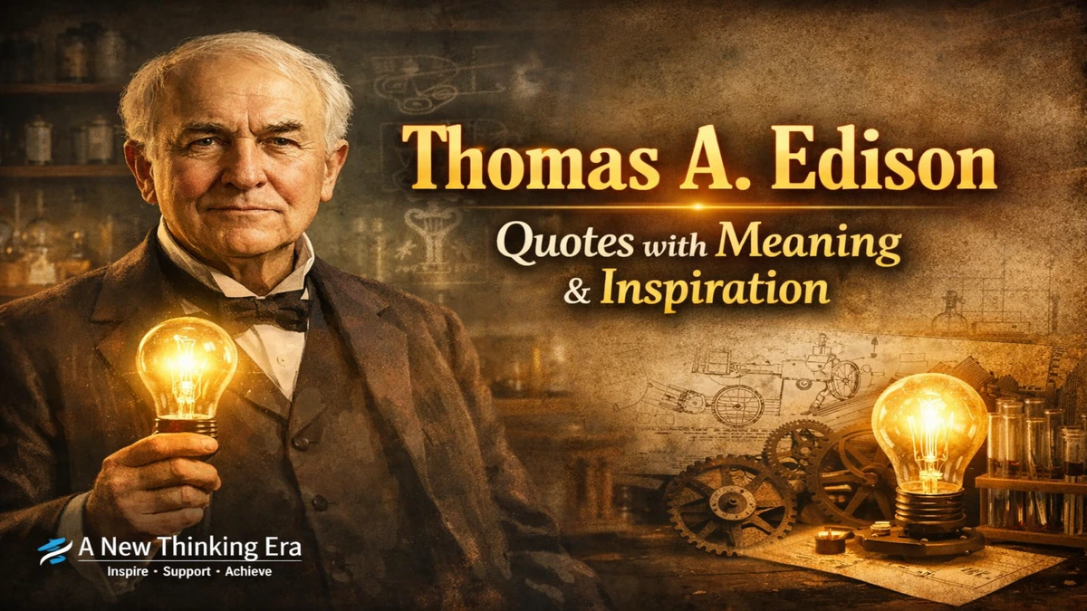 Thomas Edison quotes with meaning and inspiration featured image with A New Thinking Era branding